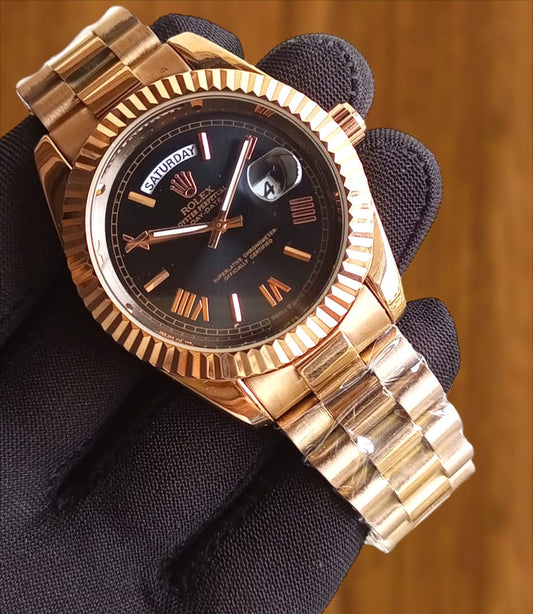 Men's Rose Gold Day-Date Watch with Champagne Dial